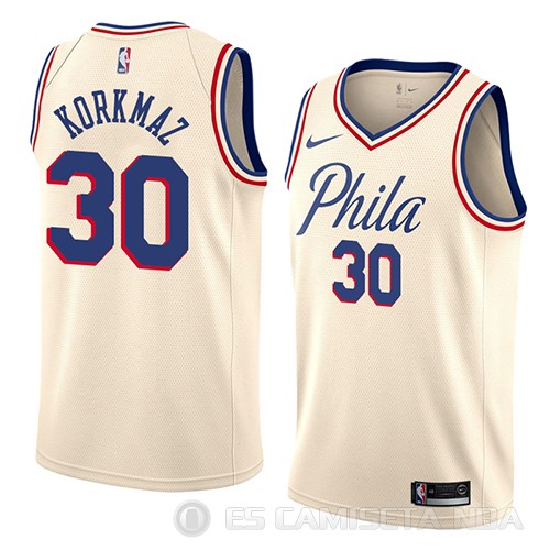 Camiseta Furkan Korkmaz #30 Philadelphia 76ers Ciudad 2018 Crema - Haga un click en la imagen para cerrar